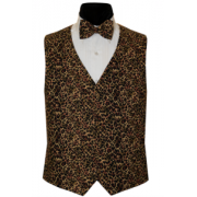 Dark Brown Leopard Vest and Bow Tie Set